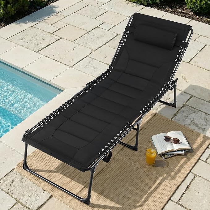 TLSUNNY Padded Folding Lounge Chair, Portable Reclining Chair - Image 9