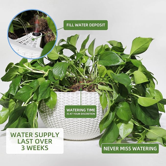 Dexceder 10.5 Inch Large Self Watering Hanging Planters Indoor Outdoor - Image 4