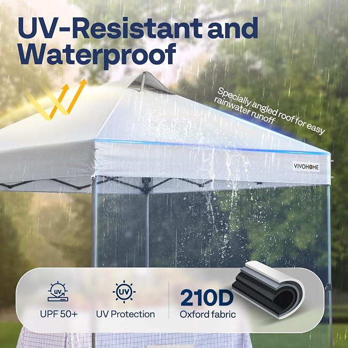 VIVOHOME 10x10ft Pop Up Canopy Tent One Push Setup Outdoor Portable Shelter - Image 2