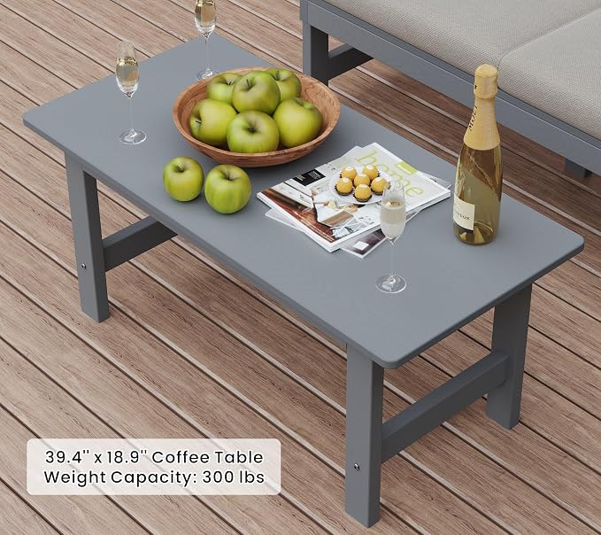 5-Piece Patio Conversation Sets, Weatherproof HDPE Sectional Furniture Set - Image 8
