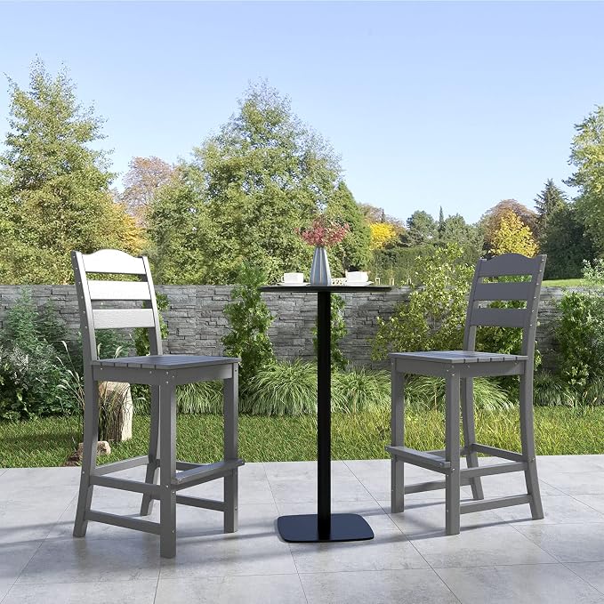 Giantex Outdoor HDPE Bar Stool, Patio Tall Bar Chair - Image 2