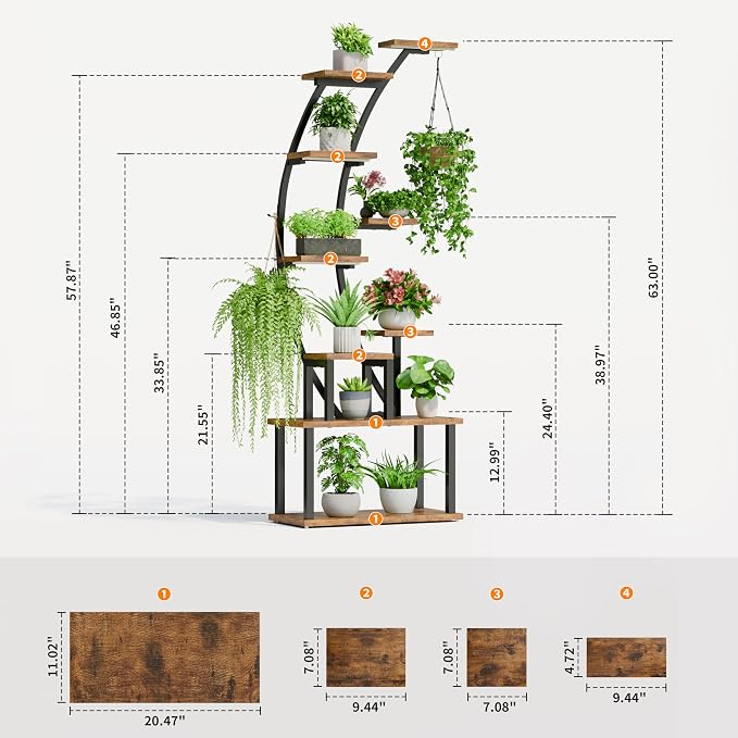 Plant Stand Indoor with Grow Lights, 9 Tiered Corner Plant Holder, Large Flower - Image 6