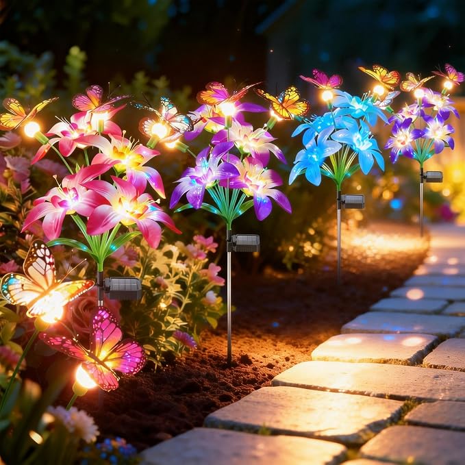 Garpar Solar Lights Outdoor Decorative, Upgraded 4 Pack Flowers - Image 8