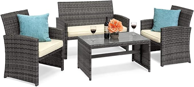 Best Choice Products 4-Piece Outdoor Wicker Patio Conversation Furniture Set by BestChoiceProducts