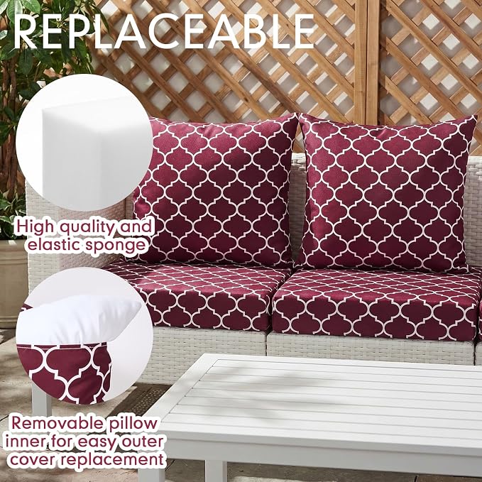 Hoteam 4 Set Outdoor Chair Patio Cushions 20 x 20 Inch Deep Seat Waterproof - Image 5