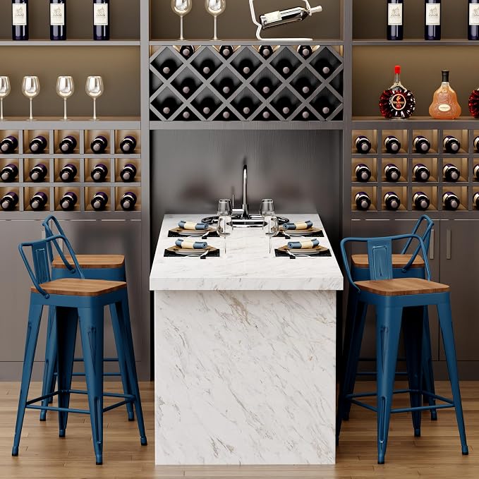 Alunaune 24" Metal Bar Stools Set of 4 Counter Height Barstools, Industrial - Image 5