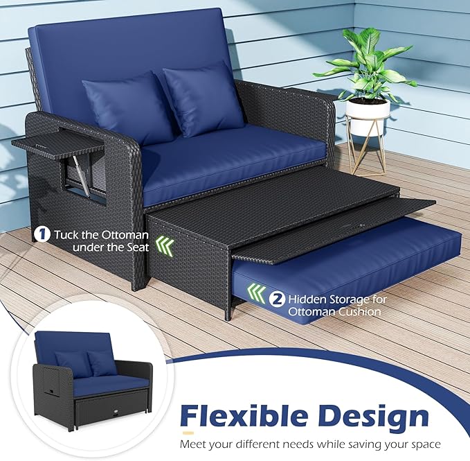 COSTWAY Patio Rattan Daybed - Image 7