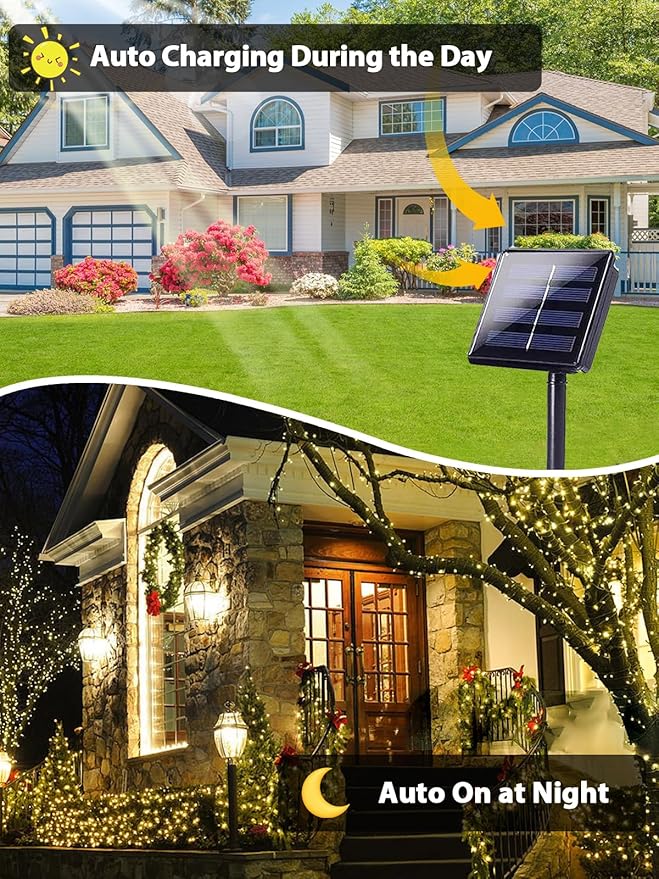 2 Pack 200 LED Solar String Lights - Image 2