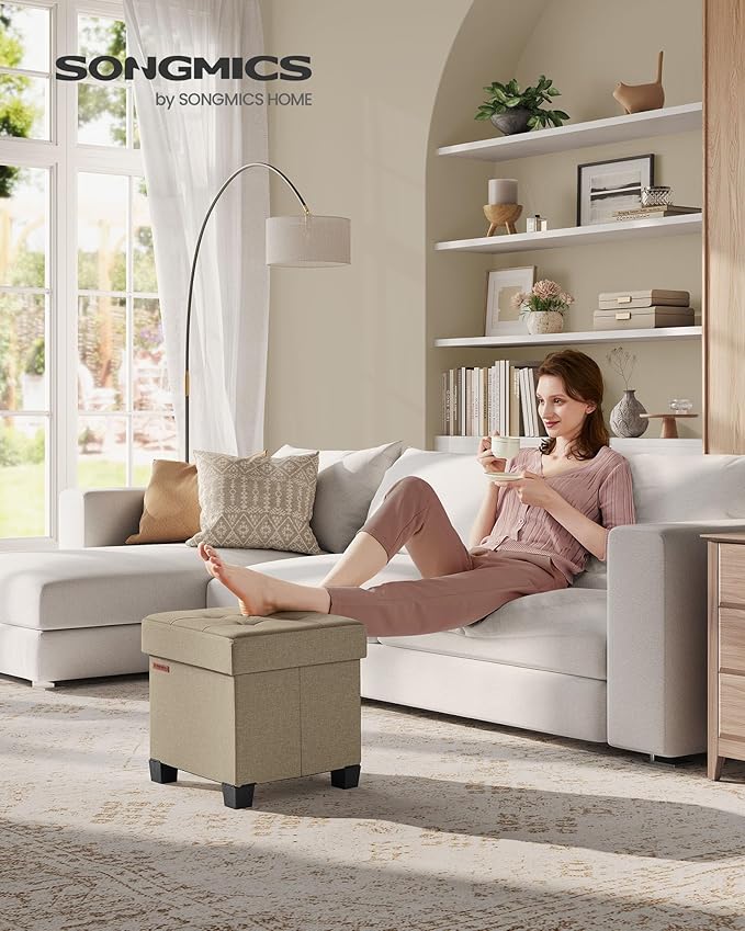 SONGMICS Storage Ottoman, Small Ottoman Foot Rest - Image 2