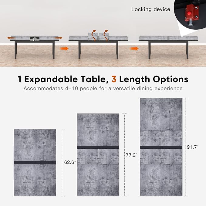 Aluminum Expandable Outdoor Dining Table, 3-Position Extensible Length Patio - Image 2
