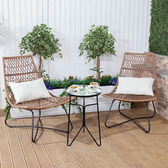 VCUTEKA Patio Side Table Outdoor Accent Table Bistro Coffee Table Plant End - Image 7