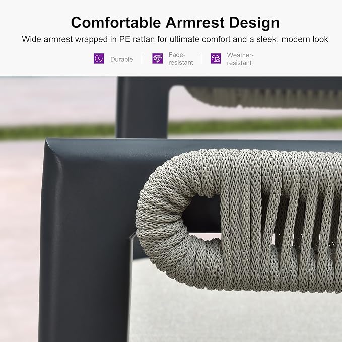 PURPLE LEAF Outdoor Counter Height Bar Stool Set of 2 Rattan Bar Chair - Image 5