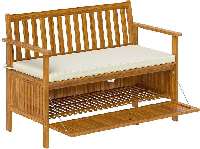 Outsunny Outdoor Bench with Storage Box, 28 Gallon Outdoor Storage Bench by Outsunny