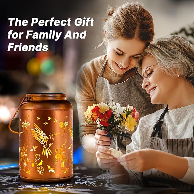 Hummingbird Solar Lanterns Outdoor Waterproof Hanging Solar Lights Metal Decor - Image 6