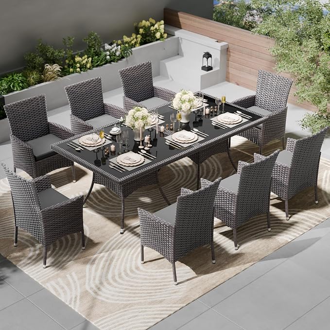 Kullavik 10-Piece Outdoor Dining Set Patio Rattan Furniture Set, Patio Dining - Image 8