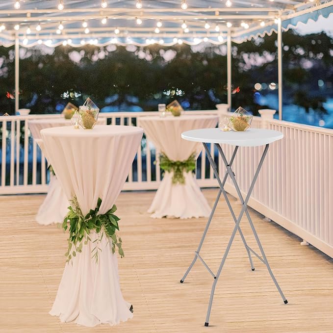 VINGLI 24" Plastic Folding Round Table Bar Height, HDPE Matrial - Image 8