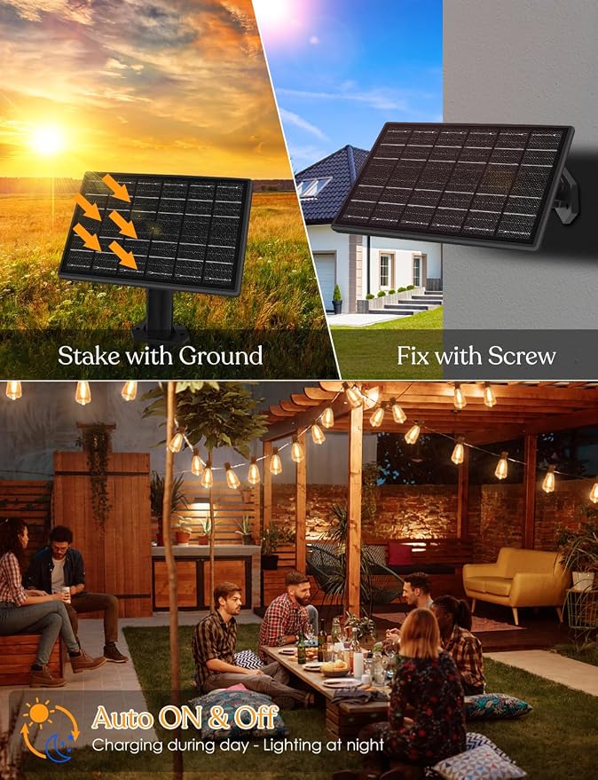 GHUSTAR 150ft Solar Outdoor String Lights - Image 6