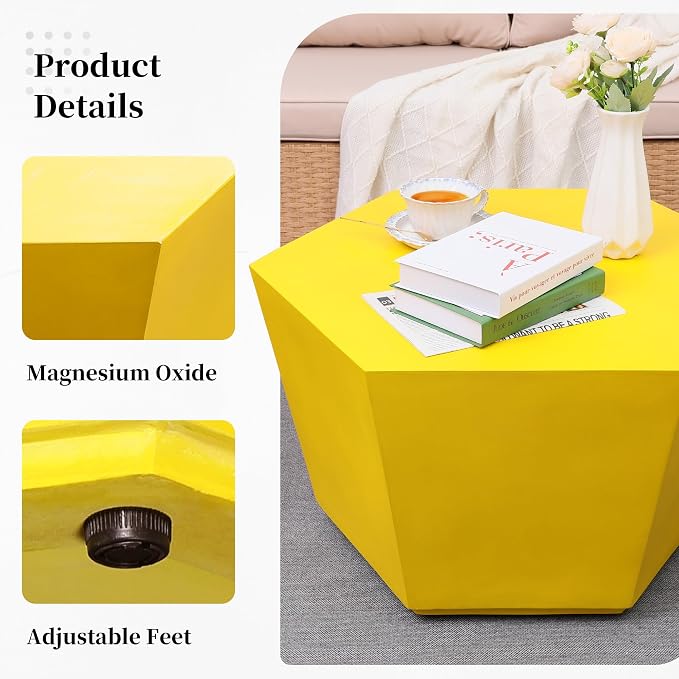UPHA Outdoor Hexagon Coffee Table, Small Modern Minimalist Accent Tables - Image 3