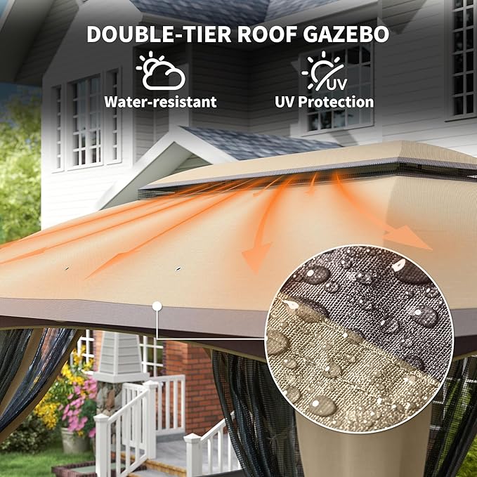 Outsunny 10' x 13' Patio Gazebo, Outdoor Gazebo Canopy Shelter - Image 3
