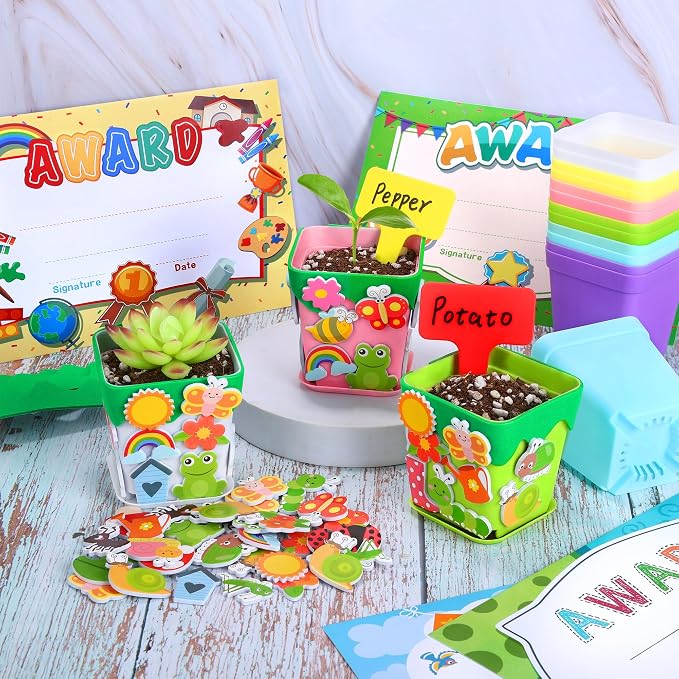 Elcoho 36 Set Garden Plastic Pot Craft Kit Plant Spring Craft Kits - Image 5