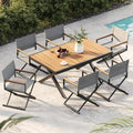 Grand patio 7-Piece Outdoor Dining Set, 6 Extra-Wide Folding Chairs & 1 by GrandPatio