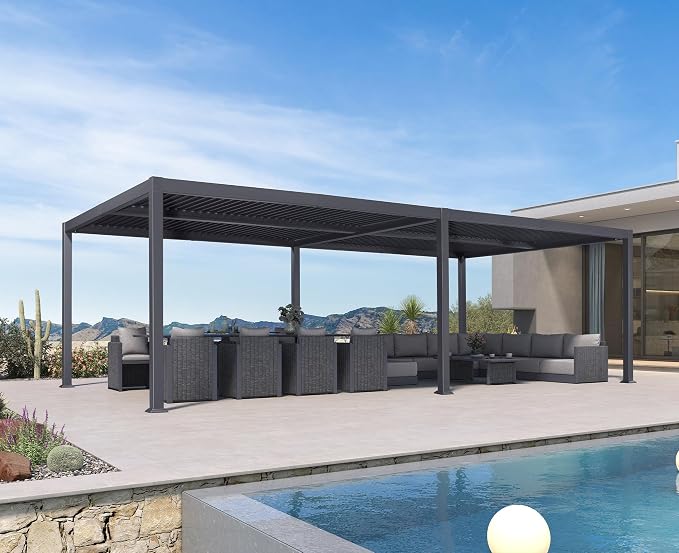 PURPLE LEAF Louvered Pergola 13' x 25' Aluminum Outdoor Pergola - Image 2