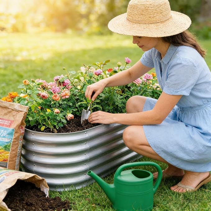 Gardmax Galvanized Raised Garden Bed, Lightweight Planter Boxes Outdoor - Image 9