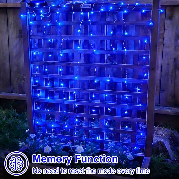 QITONG 4 Pack Solar Fairy Lights, Each 33ft 100 LED Blue Christmas String Light - Image 8
