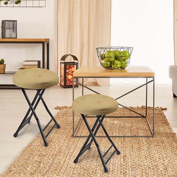 Folding Stool with Seat Cushion, Folding Chair with Handle, Folding Bar Stool - Image 2