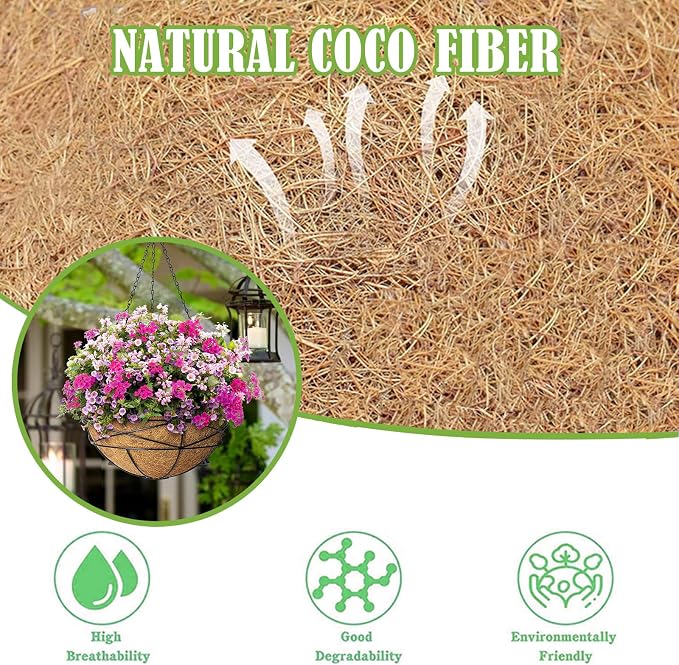14x100 Inch Coconut Liner Roll for Planters Flower Basket Natural Coco Fiber - Image 2