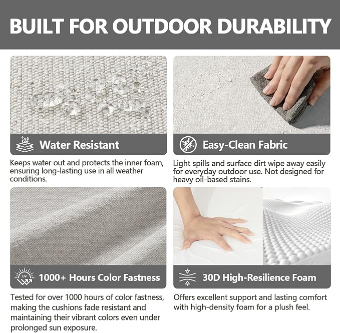 Goodgoods 25 x 25 Outdoor Patio Deep Seat Cushions 2-Pack, 1000+ Hours - Image 3