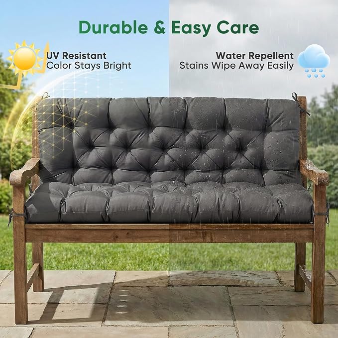 Porch Swing Cushions 60 Inch Waterproof, 2 3-Seater Replacement - Image 4