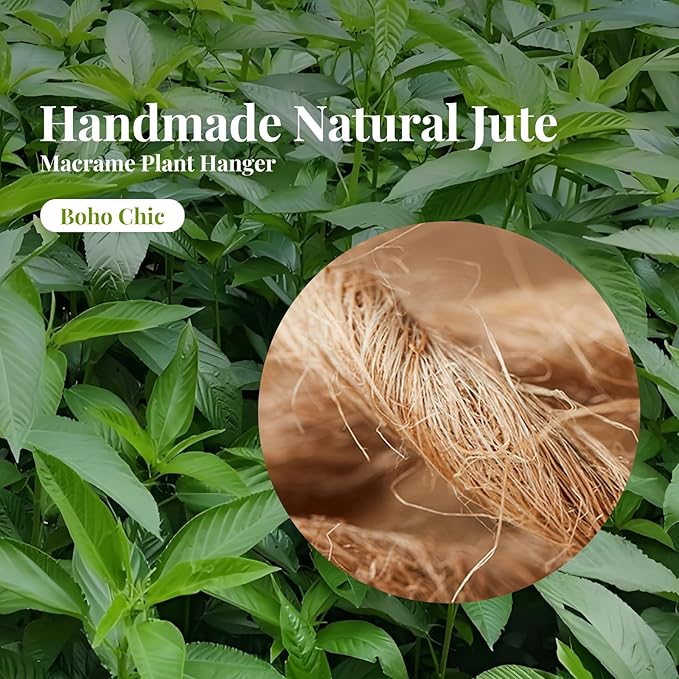 Jute Macrame Plant Hanger Indoor Set of 4 Hanging Planter Basket Flower Pot - Image 3