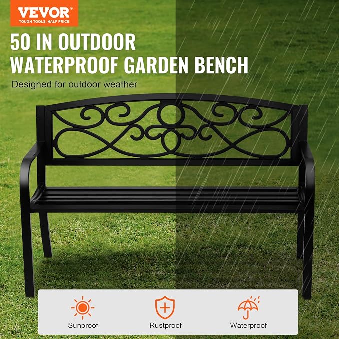 VEVOR Outdoor Bench, 50 inches Metal Garden Bench - Image 4