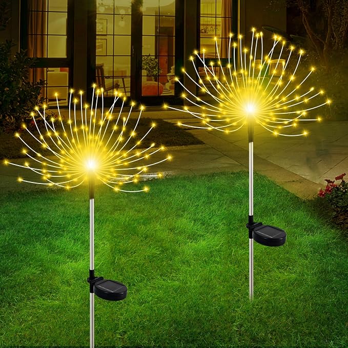 Solar Garden Lights Outdoor, 6 Pack 120 LED Twinkling Firework Lights Decorative - Image 2