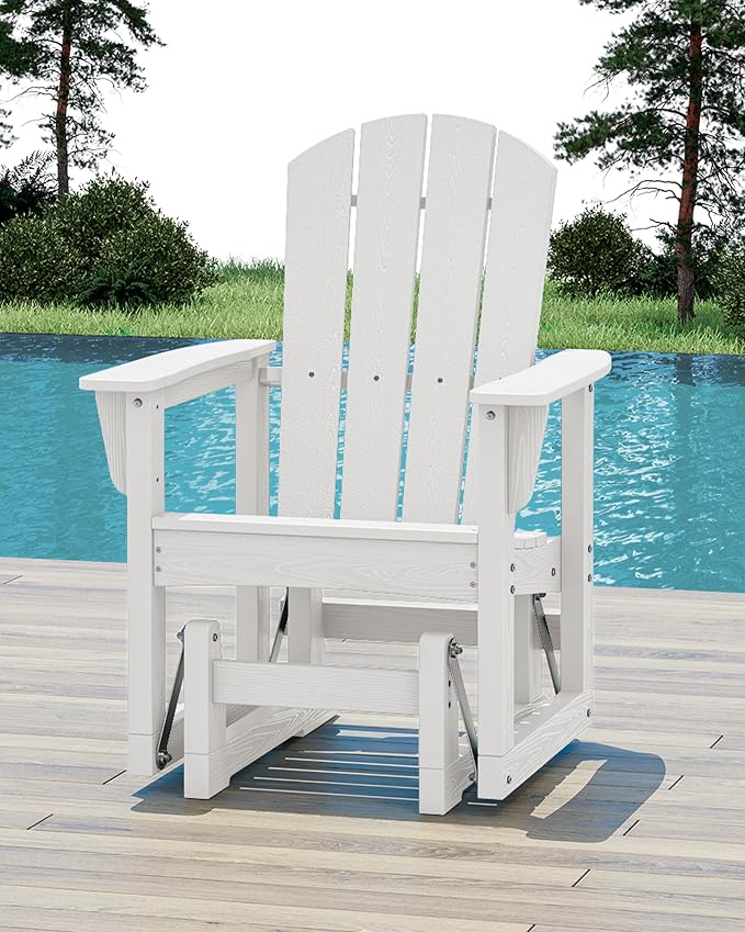 SERWALL Outdoor Glider Chair Set of 4, HDPE Wood-Like Patio Glider Rocker - Image 2