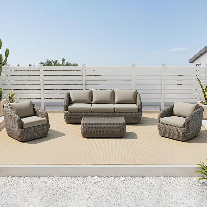CHITA Wicker Patio Coffee Table, 41” All-Weather Rattan Outdoor Coffee Table - Image 5