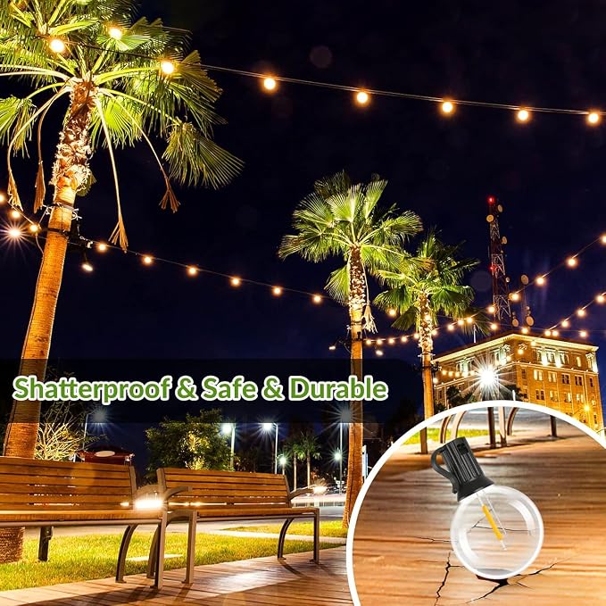 Lakumu 200FT（100FT*2） G40 Solar String Lights, Globe Outdoor String Lights - Image 5
