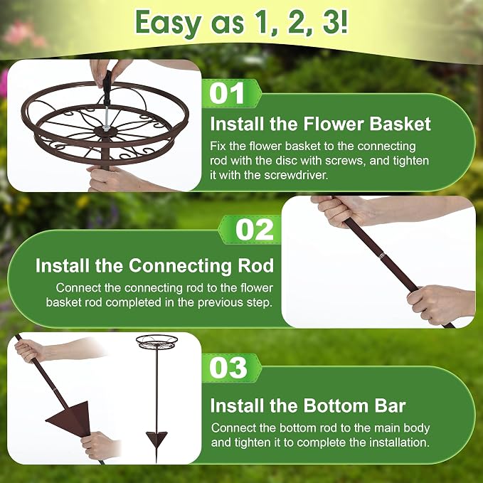 Tellingyou 2 Pack Adjustable Outdoor Flower Pot Stand, Metal Outdoor Plant - Image 6