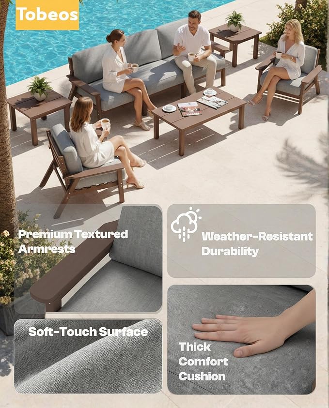 Patio Furniture Set, HDPE Outdoor Sofa Set - Image 6