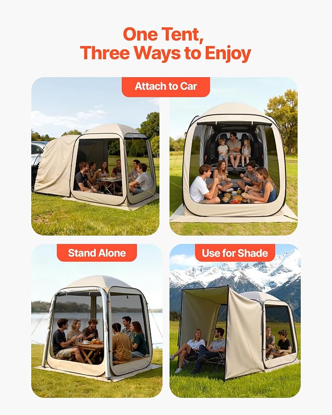 SUV Tailgate Tent VEVOR, 6 x 6 ft Pop-Up Screen House Canopy - Image 7