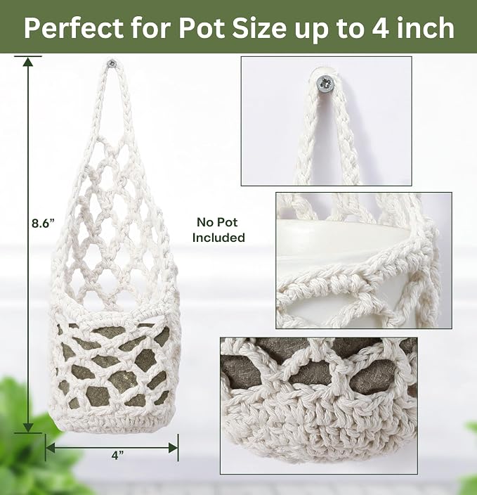 3 Packs Hanging Planters for Indoor Plants up to 4 in., Wall Plant Holder | - Image 6