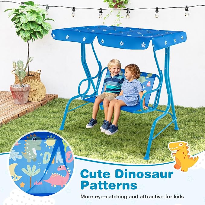 Costzon Kids Porch Swing, All-Weather Patio Swing Bench Hammock w/Adjustable - Image 4