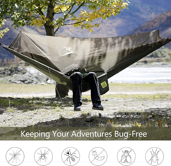 Miztli Camping Hammock with Net and Rain Fly, Portable Lightweight Outdoor - Image 4
