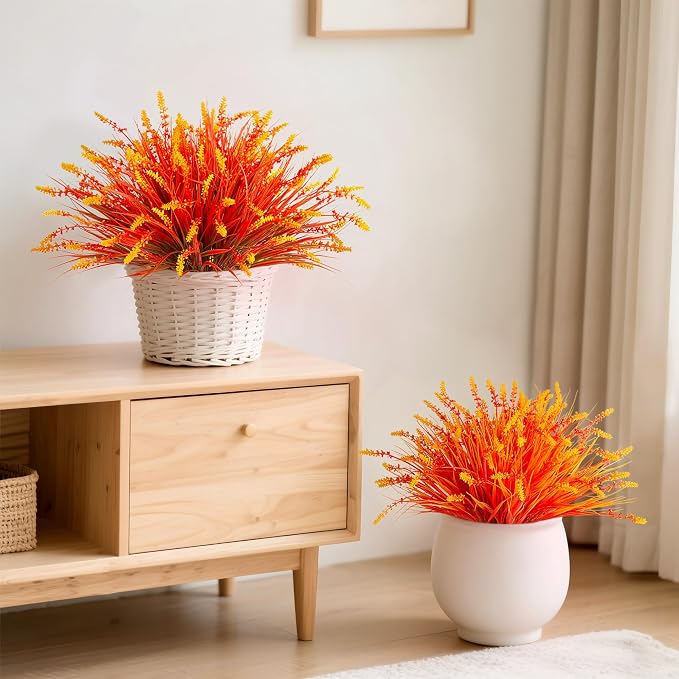 Artificial Fake Plants Flowers for Outdoors Fall Decor, 12 Bundles Fall Leaves - Image 7
