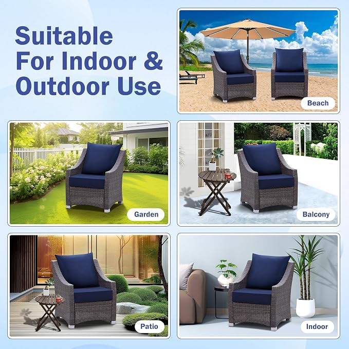 Outdoor Seat Cushion Set, Waterproof & Fade Resistant Patio Chair Cushions - Image 7