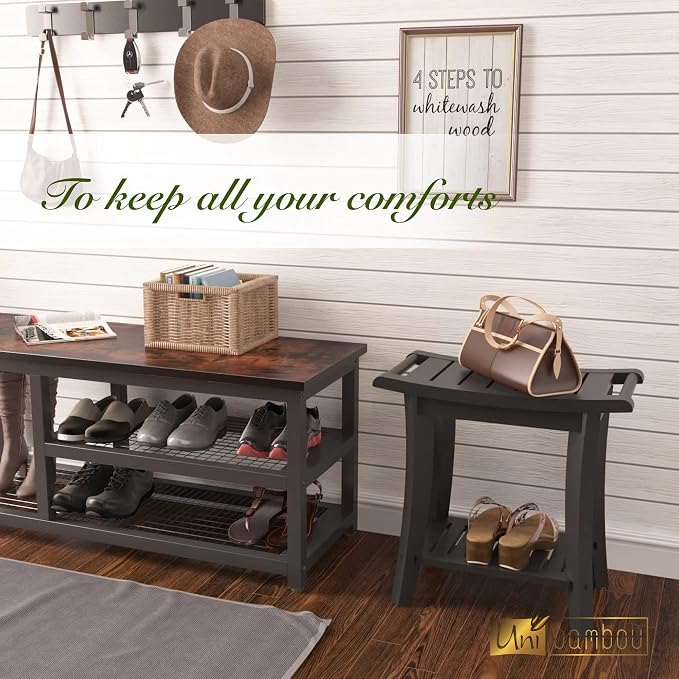Bamboo Shower Bench Inside Shower Stool - Image 7