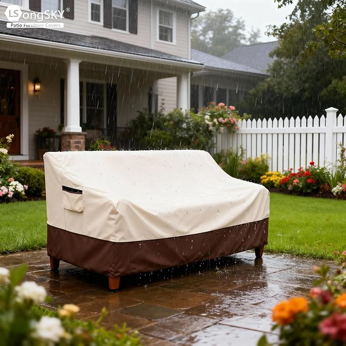 Patio 3-Seater Sofa Cover, Outdoor Couch Cover Fits up to 85W x 38D x 35H Inches - Image 5