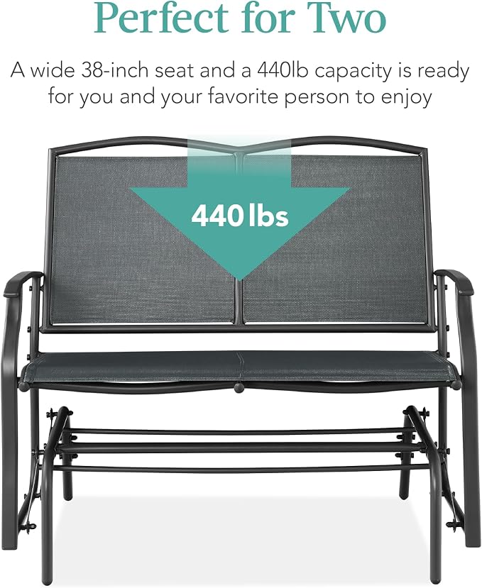 Best Choice Products 2-Person Outdoor Patio Swing Glider Steel Bench Loveseat - Image 6