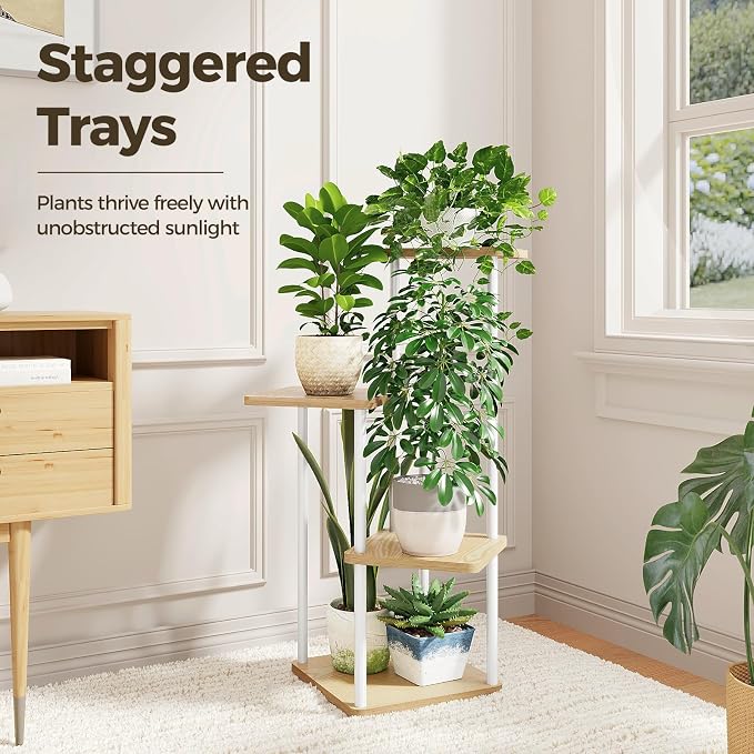 Bamworld Small Plant Stand Indoor 4 Tier Metal Plant Shelf - Image 3